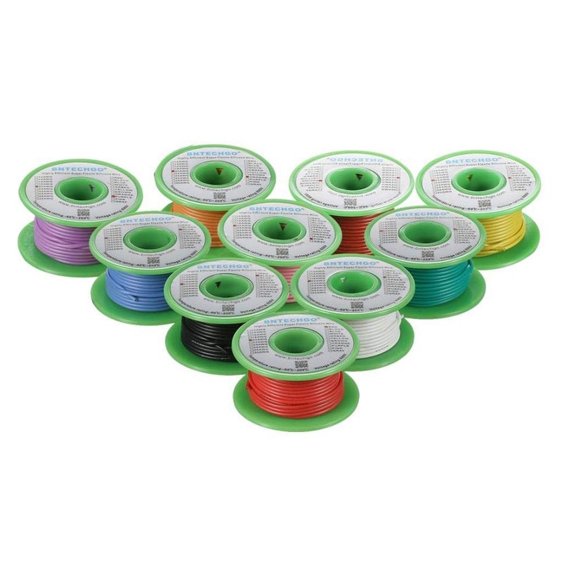 BNTECHGO 20 Gauge Silicone Wire Kit 10 Color Each 30 ft Flexible 20 AWG Stranded Tinned Copper Wire - Image 1
